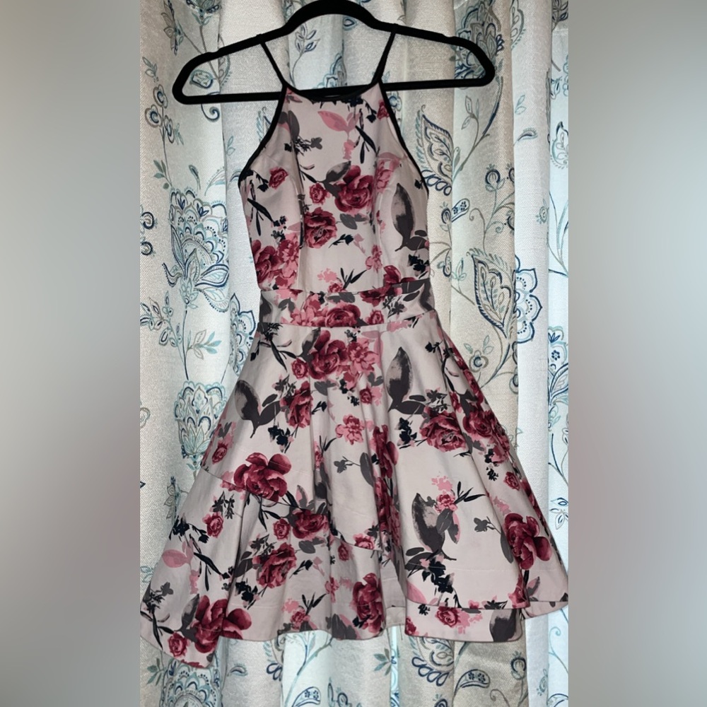 Pink white and black dress